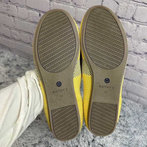 Rothy's The Flat Slip On Shoes Yellow Knit Flats Women's 11 Casual Washable - Picture 10 of 11